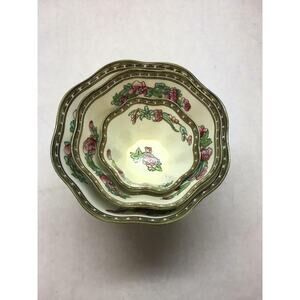 VINTAGE Coalport CHINA Indian Tree Pattern Set of 3 NESTING Bowls SIDE Scallop